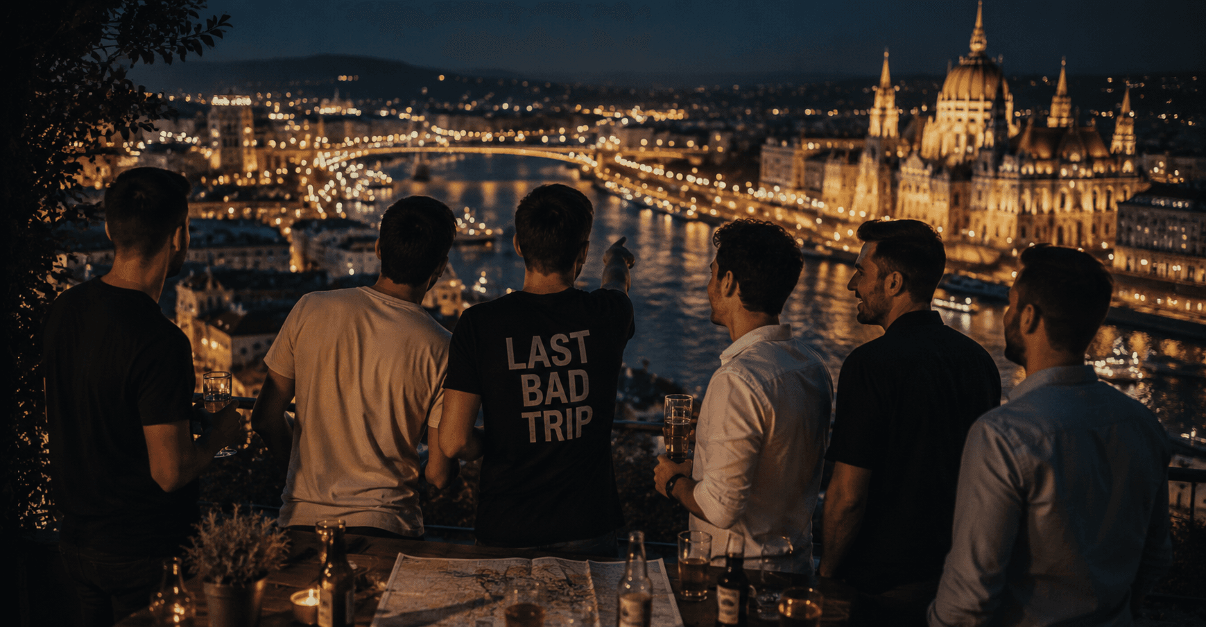 Vue sur Budapest de nuit depuis un rooftop